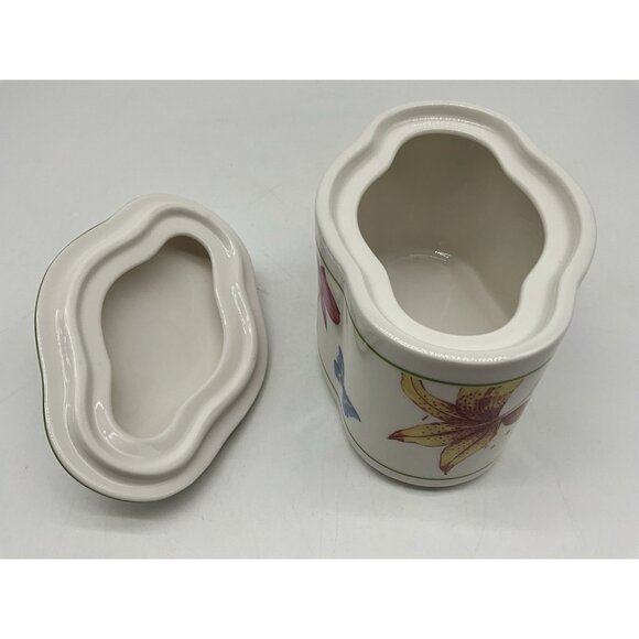 Lynn Chase Fantasia Decorated Covered Vanity Hand Painted Orchids and Butterfly - Picture 13 of 16